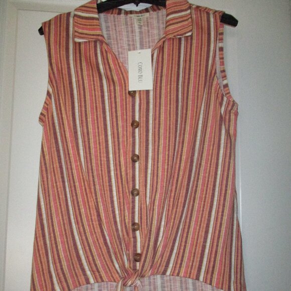 Como Blu Striped Sleeveless Top Multi Color Size Large - Picture 1 of 5